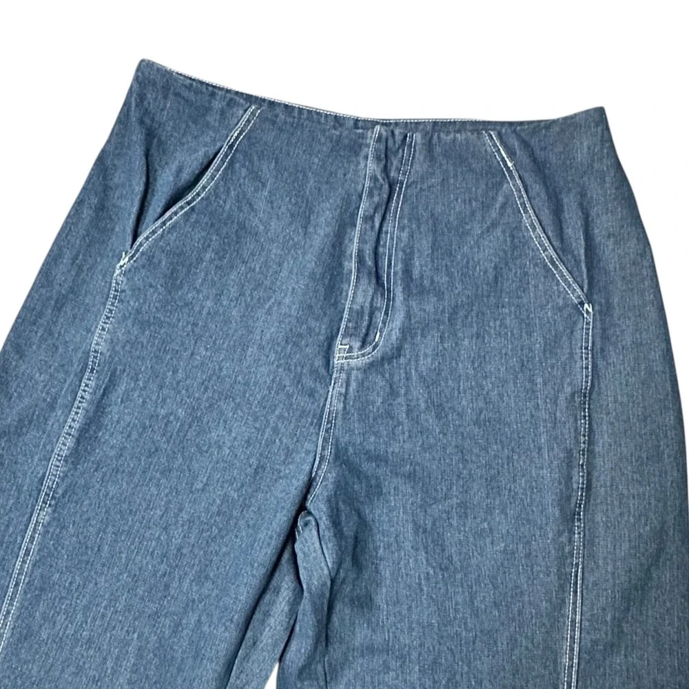 Cider Palazzo Jeans Women 0XL Blue Excellent Wide Leg Seam Denim